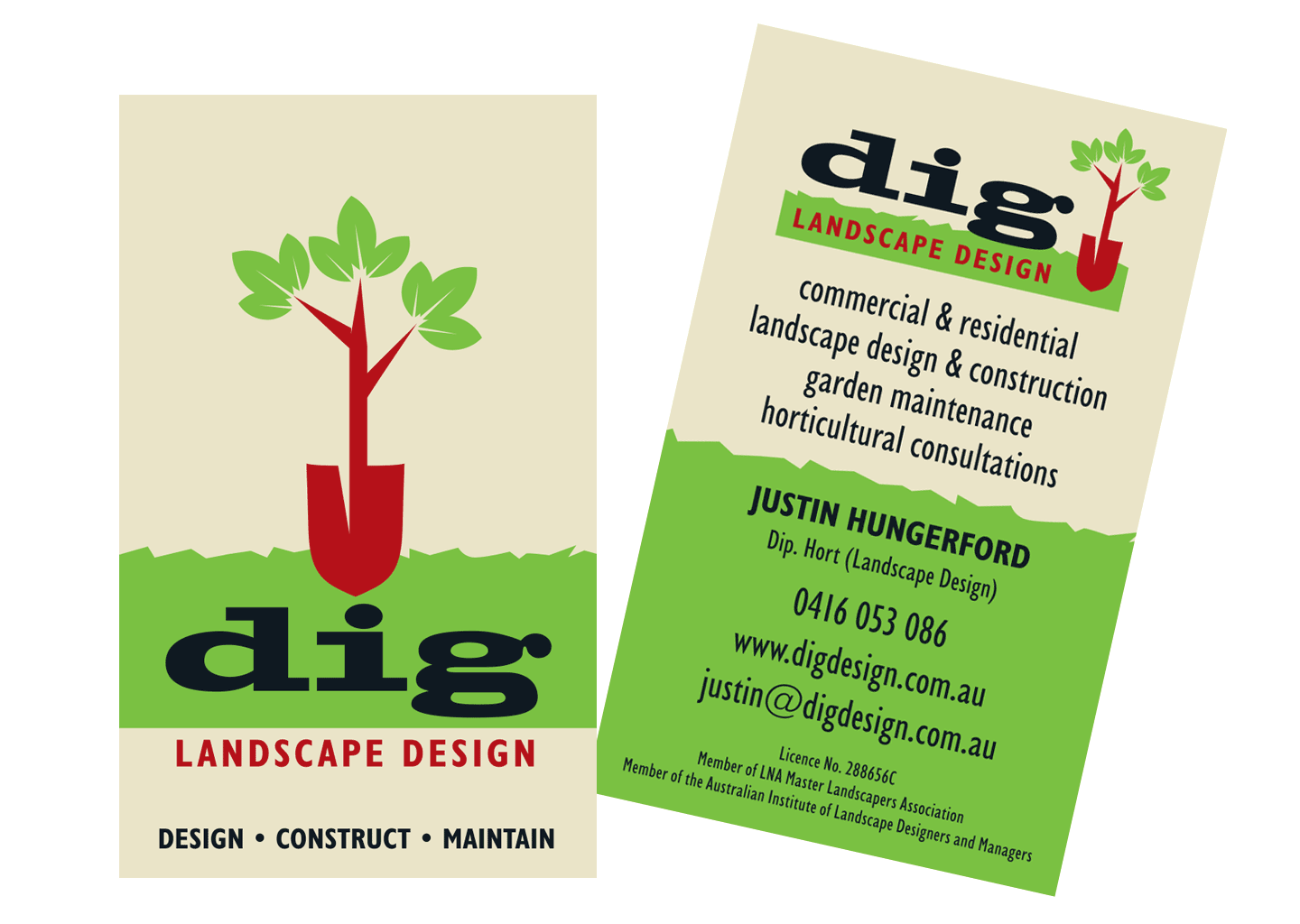 Dig Landscape Design business card